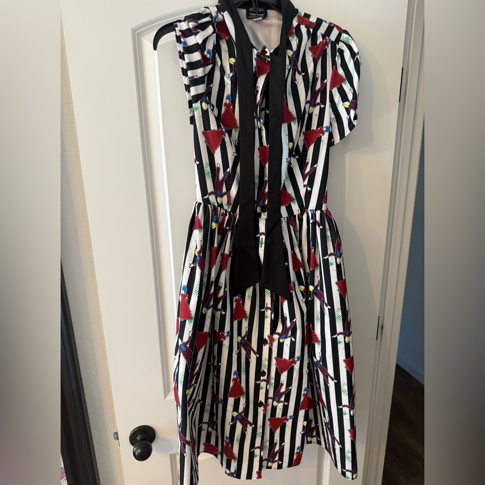 Unique Vintage Gray and Cream  Beetlejuice Dress